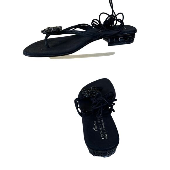 Donald Pliner Black Metallic Leather Shoe Sandal New Chunky Stones $285 NIB - Picture 6 of 7